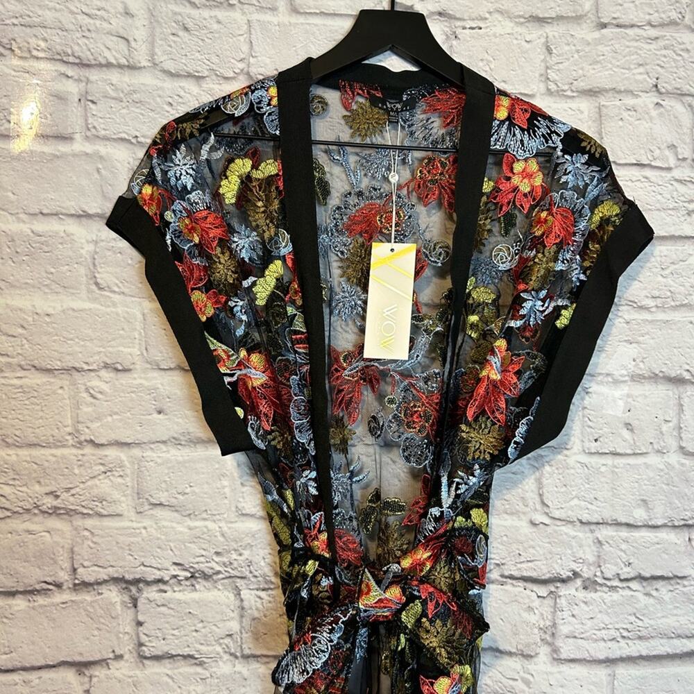 Beautiful Heavy embroidered long kimono / Beach coverup / Topper Jacket New